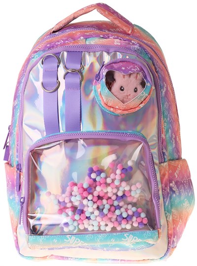 Kaukko Kids Kız Çocuk Renk Geçişli Lila Peluş Aksesuarlı İlkokul Okul Sırt Çantası - L5348