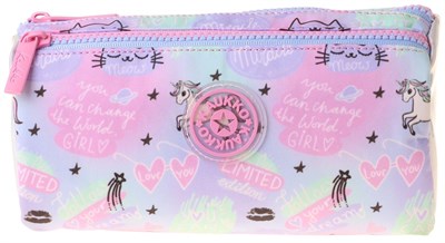 Kaukko Kids Kız Çocuk Üç Bölmeli Dream Baskılı Çok Renkli Okul Kalem Çantası - L5345