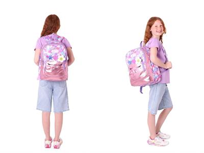 Kaukko Kids Kız Çocuklar İçin Sırt Çantası ve Kalemlik Seti - Kedi Şekilli - Pembe Mor - (L5219+L8219)