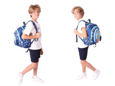 Kaukko Kids Kız Çocuklara Özel (Lacivert - Roket Detaylı) Üçlü Okul Çantası Seti