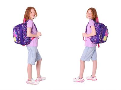 Kaukko Kids Kız Çocuklara Özel (Mor Pembe - Flamingo Detaylı) Üçlü Okul Çantası Seti