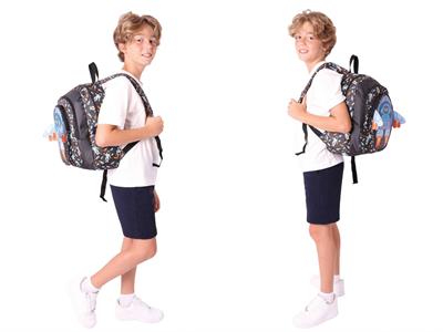 Kaukko Kids Kız Çocuklara Özel (Siyah - 3D Roket Detaylı) Üçlü Okul Çantası Seti