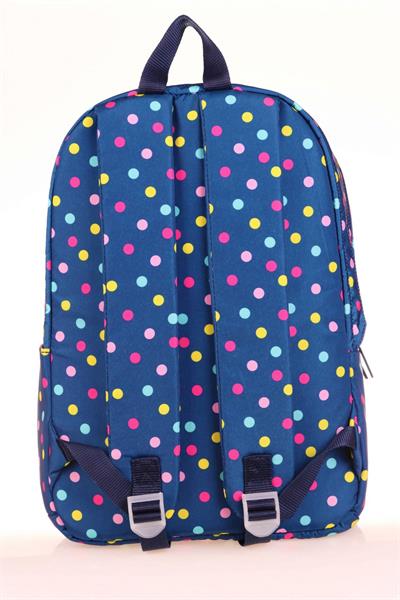 Kaukko Kids Lacivert Puantiyeli Kız Çocuk İlkokul ve Ortaokul Okul Sırt Çantası