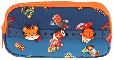 Kaukko Kids Lacivert Turuncu, Arabalar, Erkek Çocuk Üç Bölmeli Okul Kalem Çantası - L8259