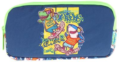 Kaukko Kids Lacivert Yeşil, Dinazor Temalı, Erkek Çocuk Üç Bölmeli Okul Kalem Çantası - L8256