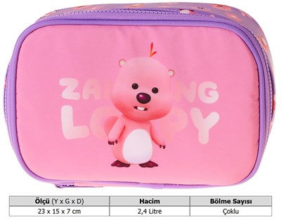 Kaukko Kids Loopy Baskılı Lila - Pembe Kız Çocuk Organizer Kalem Çantası - Kalemlik - L5295