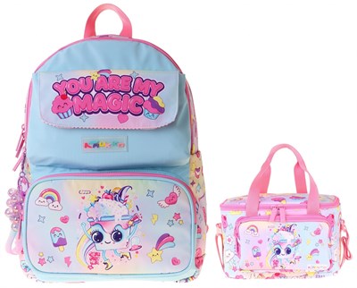 Kaukko Kids Magic Kız Çocuk Pembe İlkokul Sırt Çantası ve Beslenme Çanta Seti - SETKK-L5283B