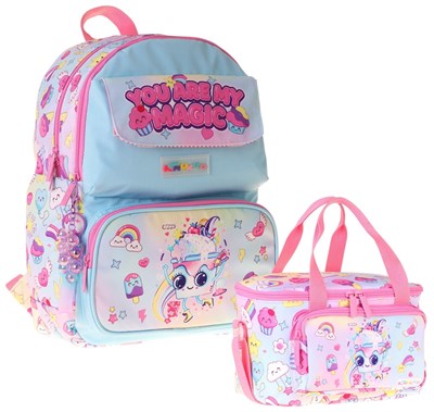 Kaukko Kids Magic Kız Çocuk Pembe İlkokul Sırt Çantası ve Beslenme Çanta Seti - SETKK-L5283B