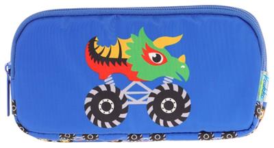Kaukko Kids Mavi, Canavar Baskılı, Erkek Çocuk Üç Bölmeli Okul Kalem Çantası - L8255