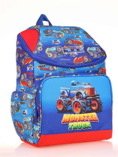 Kaukko Kids Mavi Kırmızı Kamyon Erkek Çocuk Okul Sırt Çantası - Benzersiz Tasarım
