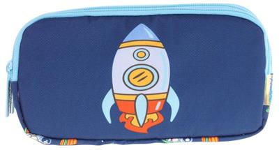 Kaukko Kids Mavi Lacivert, Roket Baskılı, Erkek Çocuk Üç Bölmeli Okul Kalem Çantası - L8260