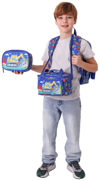 Kaukko Kids Mechanic(Mavi - Sarı Renk) Erkek Çocuk Üçlü İlkokul Okul Çantası Seti/Takımı - SETKK-L5369D