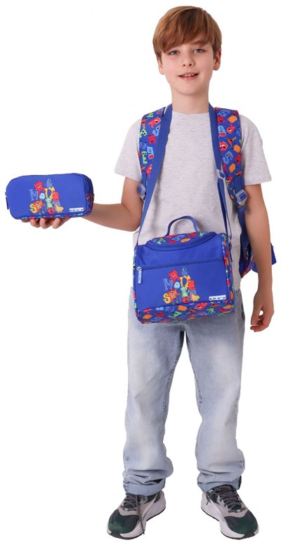 Kaukko Kids Monster(Mavi Renk) Erkek Çocuk Üçlü İlkokul Okul Çantası Seti/Takımı - SETKK-L5404A