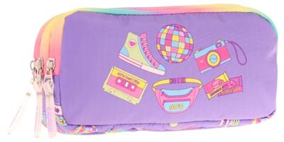 Kaukko Kids Mor Çok Renkli, Hobi Baskılı, Kız Çocuk Üç Gözlü Okul Kalem Çantası - L8238