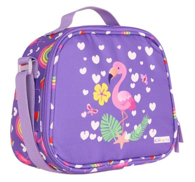 Kaukko Kids Mor Pembe Flamingo Baskılı Kız Çocuk Okul Beslenme Çantası - L7226-1