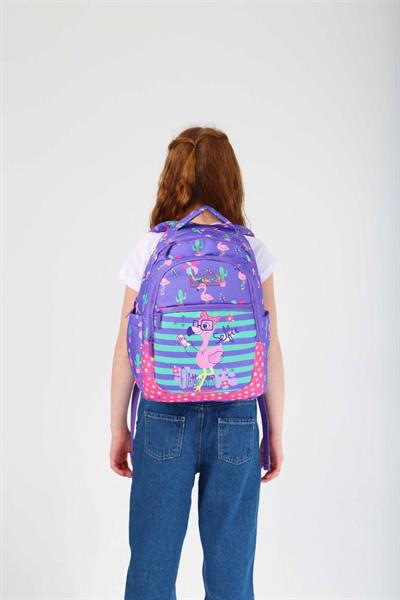 Kaukko Kids Mor Pembe Flamingo Kız Çocuk Okul Sırt Çantası