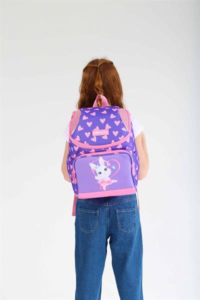 Kaukko Kids Mor Sevimli Tavşan Kız Çocuk Okul Sırt Çantası - Özel Tasarım