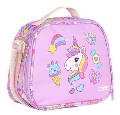 Kaukko Kids Mor Unicorn Baskılı Kız Çocuk Tek Bölmeli Beslenme Çantası