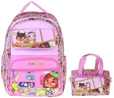Kaukko Kids Nagy Kız Çocuk Pembe İlkokul Sırt Çantası ve Beslenme Çanta Seti - SETKK-L5333B