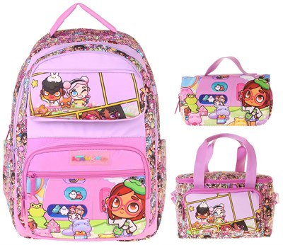 Kaukko Kids Nagy(Pembe Renk) Kız Çocuk Üçlü İlkokul Okul Çantası Seti/Takımı - SETKK-L5333A