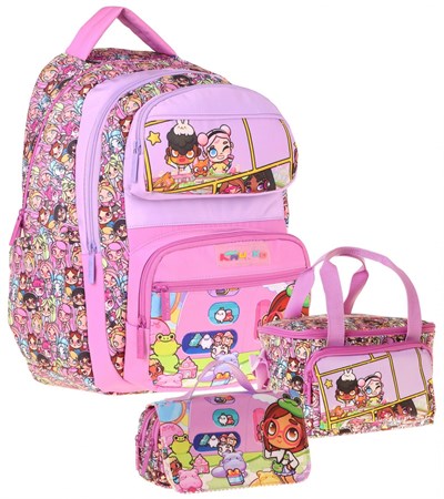 Kaukko Kids Nagy(Pembe Renk) Kız Çocuk Üçlü İlkokul Okul Çantası Seti/Takımı - SETKK-L5333A