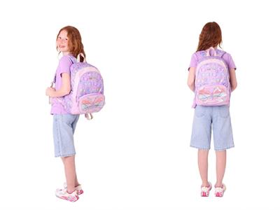 Kaukko Kids Nakışlı Kelebek Desenli Okul Çantası (L5222) ve Thermo Beslenme Çantası (L7222) Seti - Kız Çocuk