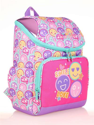 Kaukko Kids Pembe Gülen Yüz Kız Çocuk Okul Sırt Çantası - Özel Tasarım