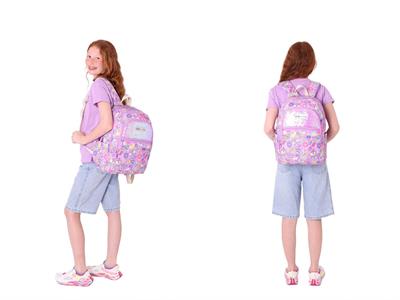 Kaukko Kids Pullu Sweet Desenli, Kız Çocuk Lila Okul Çantası + Beslenme Çantası Seti (L5215+L7215)
