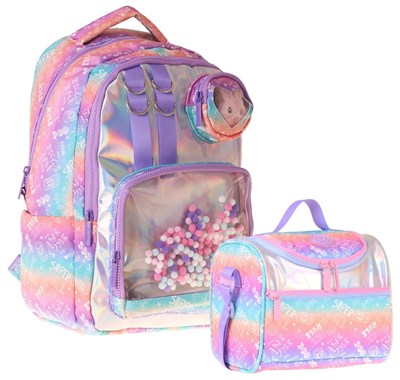 Kaukko Kids Rule Kız Çocuk Lila İlkokul Sırt Çantası ve Beslenme Çanta Seti - SETKK-L5348B