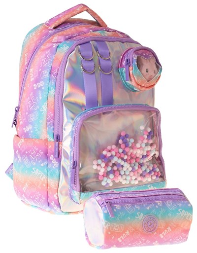 Kaukko Kids Rule Lila Kız Çocuk İlkokul Sırt Çantası ve Kalem Çantası Seti - SETKK-L5348C