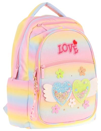 Kaukko Kids Simli Kalp ve Çiçek Detaylı Kız Çocuk Dört Bölmeli Okul Çantası - L5213
