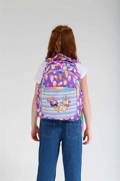 Kaukko Kids Simli Nakışlı Dondurma Mor Kız Çocuk Okul Sırt Çantası