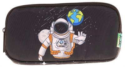 Kaukko Kids Siyah, Astronot, Erkek Çocuk Üç Bölmeli Okul Kalem Çantası - L8253