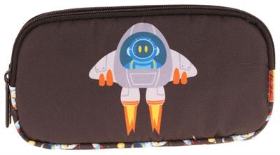 Kaukko Kids Siyah Beyaz, Roket Temalı, Erkek Çocuk Üç Bölmeli Okul Kalem Çantası - L8264