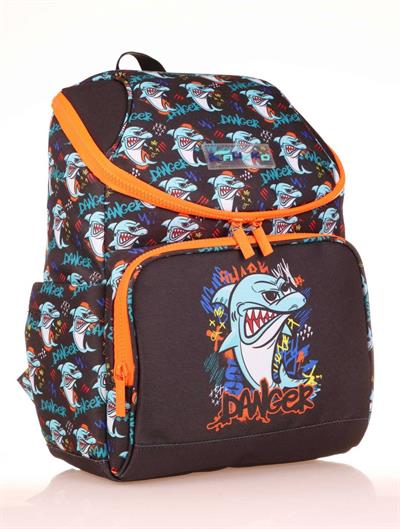 Kaukko Kids Siyah Turuncu Köğekbalığı Erkek Çocuk Okul Sırt Çantası - Benzersiz Tasarım