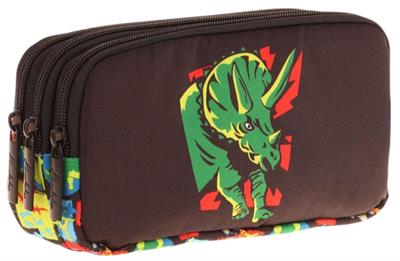 Kaukko Kids Siyah Yeşil, Gergedan Temalı, Erkek Çocuk Üç Bölmeli Okul Kalem Çantası - L8263