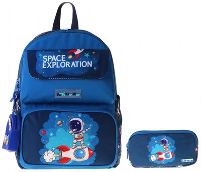 Kaukko Kids Space Lacivert Erkek Çocuk İlkokul Sırt Çantası ve Kalem Çantası Seti - SETKK-L5364C