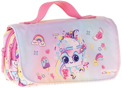 Kaukko Kids Taşıma Askılı Kız Çocuk Dondurma Desenli Şık Kalem Çantası (Pembe) - L5285