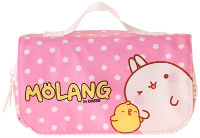 Kaukko Kids Taşıma Askılı Kız Çocuk Molang Baskılı Şık Kalem Çantası (Pembe - Sarı) - L5320