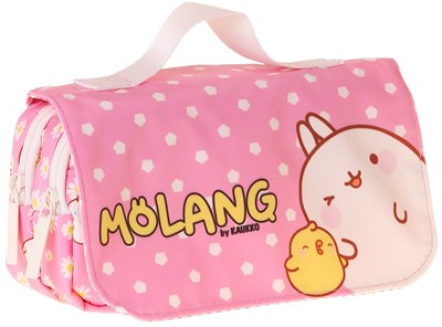 Kaukko Kids Taşıma Askılı Kız Çocuk Molang Baskılı Şık Kalem Çantası (Pembe - Sarı) - L5320