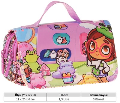 Kaukko Kids Taşıma Askılı Kız Çocuk Nagy Baskılı Şık Kalem Çantası (Pembe) - L5335