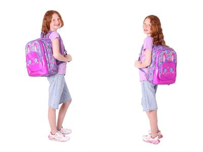 Kaukko Kids Tavşan Şekilli (Mor Pembe) Kız Çocuk Üçlü İlkokul Okul Çantası Seti