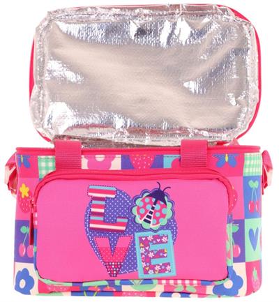 Kaukko Kids Thermo Isı Yalıtımlı Kız Çocuk Love Desenli Pembe Beslenme Çantası L7229 (İki Bölmeli)