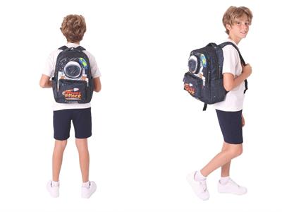 Kaukko Kids Toys Erkek Çocuk Siyah 3D Astronot Şekilli İlkokul Çantası ve Kalemlik Seti (L5253+L8253)