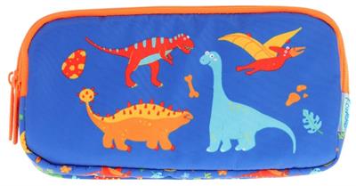 Kaukko Kids Turuncu Mavi, Dinazorlar Temalı, Erkek Çocuk Üç Bölmeli Kalemlik/Kalem Çantası - L8278