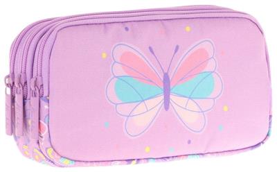Kaukko Kids Üç Bölmeli Lila, Kelebek, Kız Çocuk Okul Kalemliği - L8222