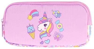 Kaukko Kids Üç Bölmeli Lila, Unicorn, Kız Çocuk Okul Kalem Çantası - L8215