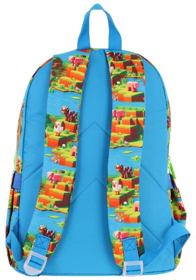 Kaukko Kids Üç Bölmeli (Mavi Yeşil - Craft Baskılı) Erkek Çocuk Okul ve Günlük Sırt Çantası - L5280