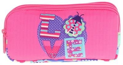 Kaukko Kids Üç Bölmeli Pembe Mavi, Love Baskılı, Kız Çocuk Okul Kalemliği - L8229