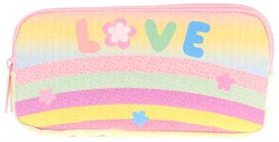 Kaukko Kids Üç Bölmeli Sarı Çok Renkli, Simli Pullu Love, Kız Çocuk Okul Kalem Çantası - L8214